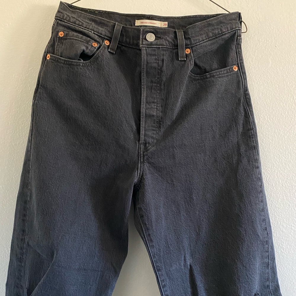 Levis Ribcage Straight Jeans Black 29x31